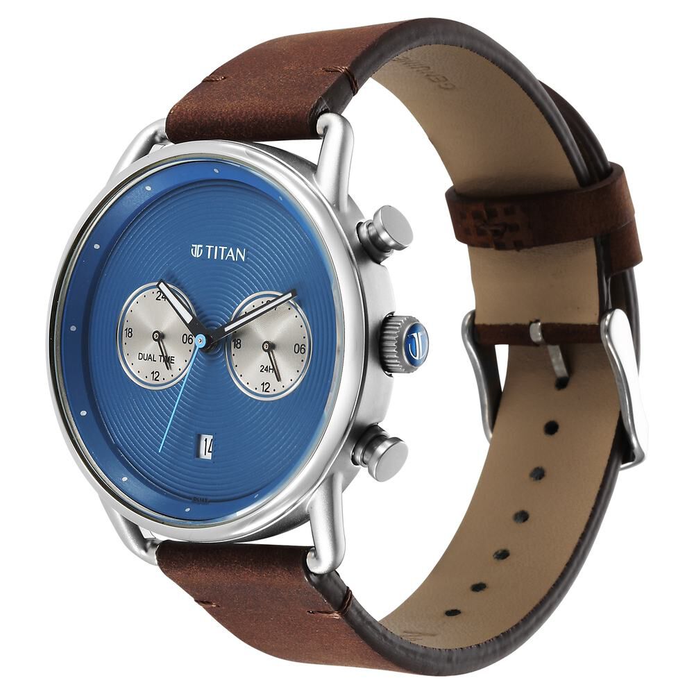 Titan Quartz Analog Leather Strap Watch for Men-1860SL03