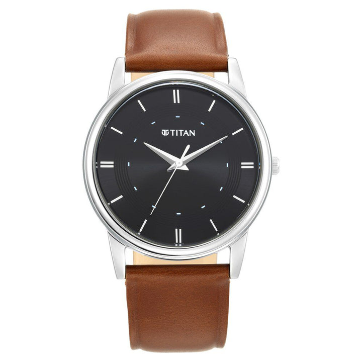 Titan Classic Black Dial Analog Stainless Steel Strap watch for Men-NP1862SL04