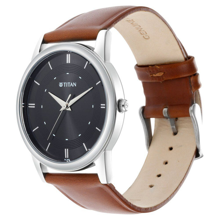 Titan Classic Black Dial Analog Stainless Steel Strap watch for Men-NP1862SL04