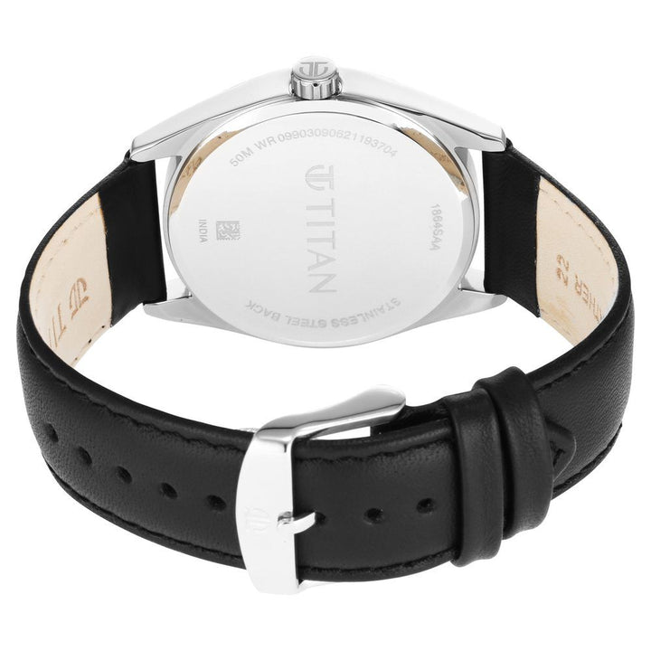 Titan Quartz Analog Blue Dial Leather Strap Watch for Men-NP1864SL02