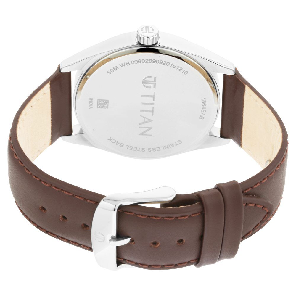 Titan Quartz Analog Black Dial Stainless Steel Strap Watch for Men-NP1864SL05