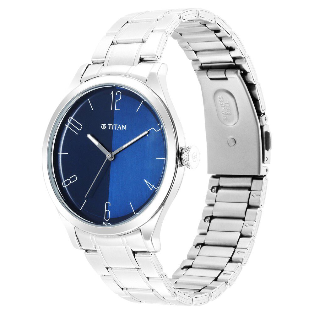 Titan Quartz Analog Blue Dial Stainless Steel Strap Watch for Men - The Watch Factory ®