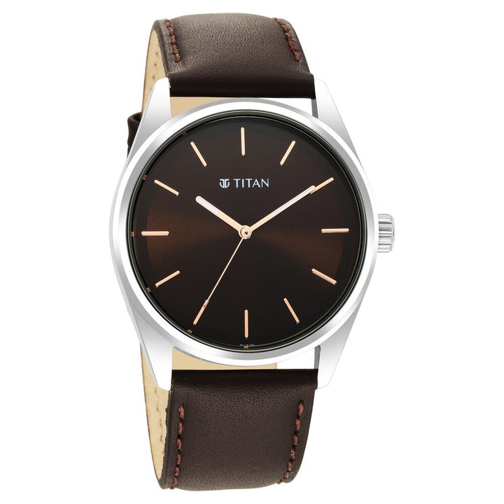 Titan Workwear Brown Dial Analog Leather Strap Watch Men - The Watch Factory ®