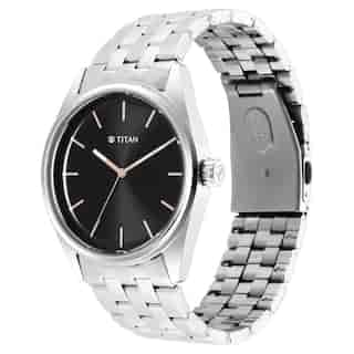 Titan Workwear Black Dial Stainless Steel Strap Watch NS1866SM01