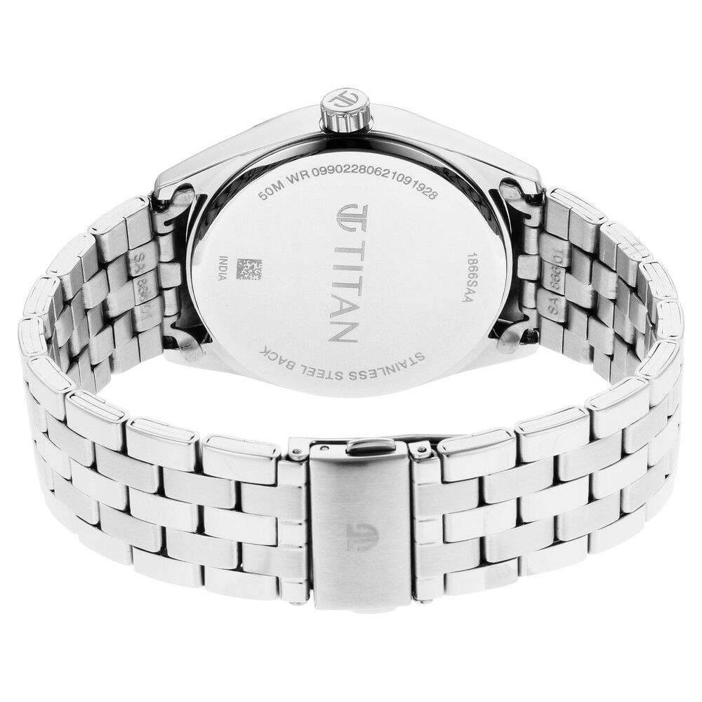 Titan Workwear Quartz Analog Black Dial Silver Stainless Steel Strap Watch For Men - The Watch Factory ®