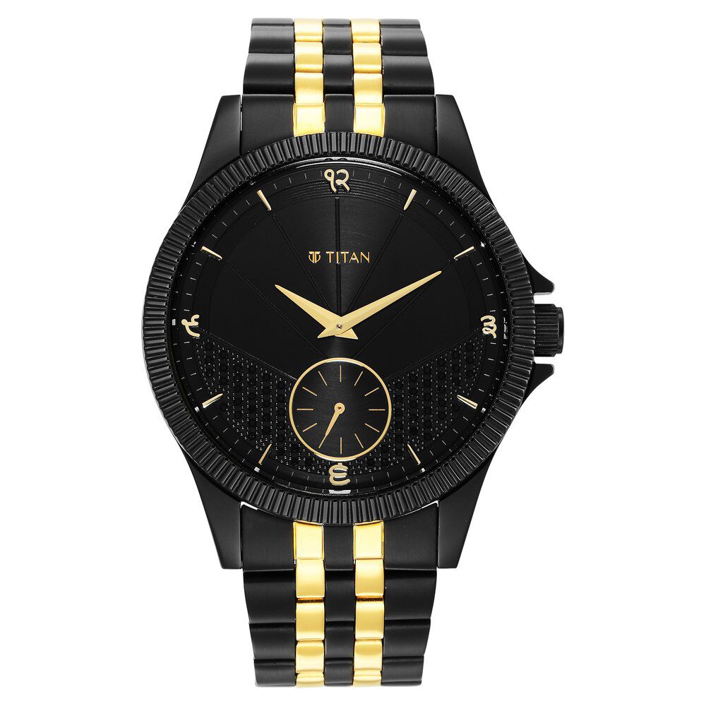 Titan Punjab Collection Black Dial Analog Stainless Steel Strap Watch for Men-NS1868KM01