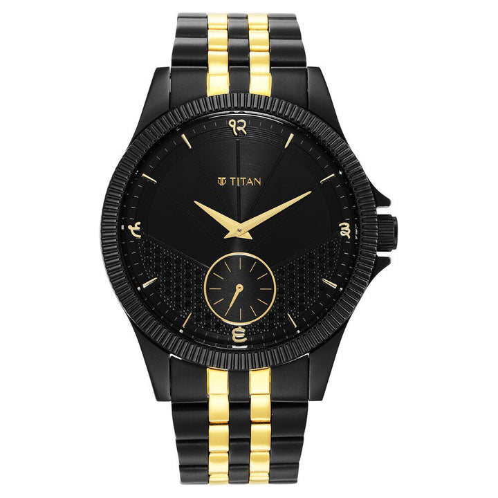 Titan Punjab Collection Black Dial Analog Stainless Steel Strap Watch for Men-NS1868KM01