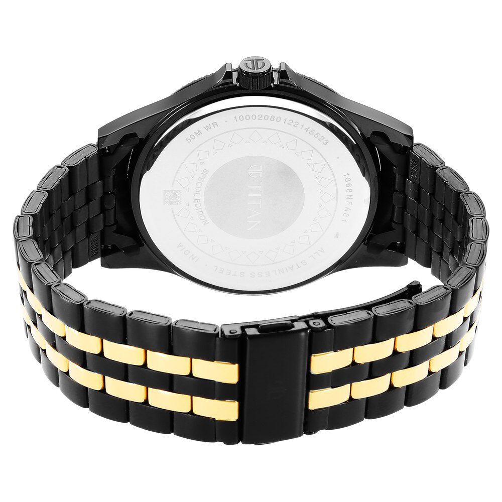 Titan Punjab Collection Black Dial Analog Stainless Steel Strap Watch for Men-NS1868KM01