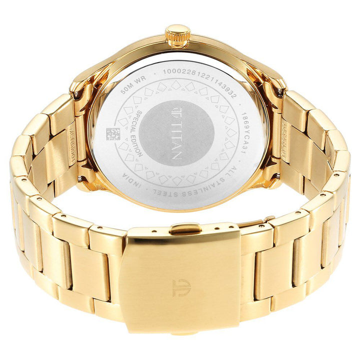 Titan Punjab Collection White Dial Analog with Day and Date Stainless Steel Strap Watch for Men-NS1869YM01