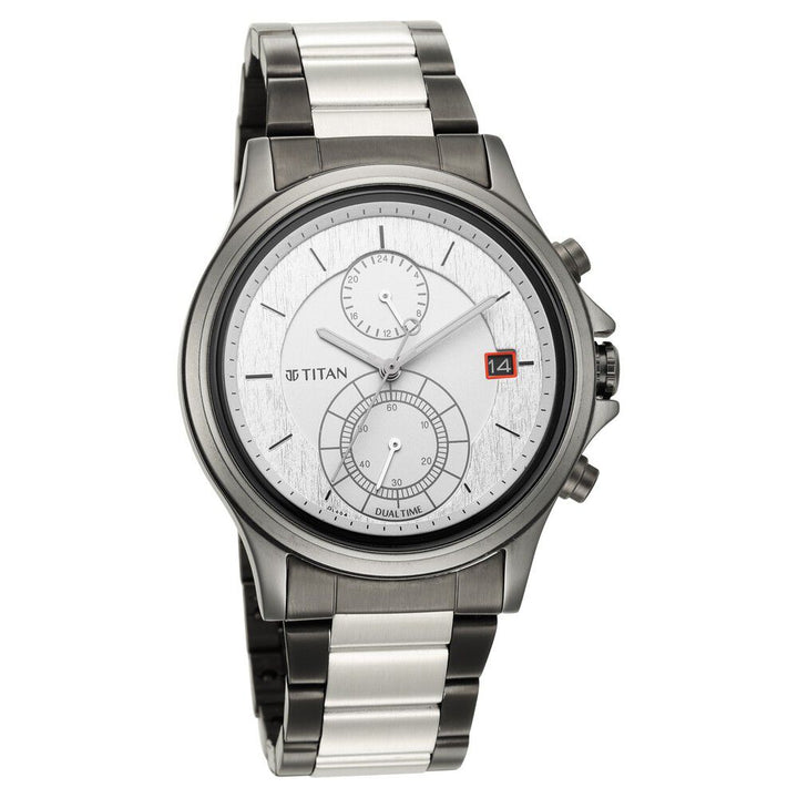 Titan Quartz Analog Silver Dial Stainless Steel Strap Watch for Men NS1870KM01