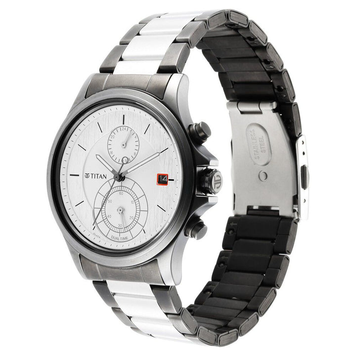 Titan Quartz Analog Silver Dial Stainless Steel Strap Watch for Men NS1870KM01