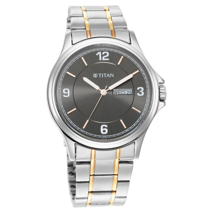 Titan Trendsetters Anthracite Dial Analog Stainless Steel Strap watch for Men-1870KM02
