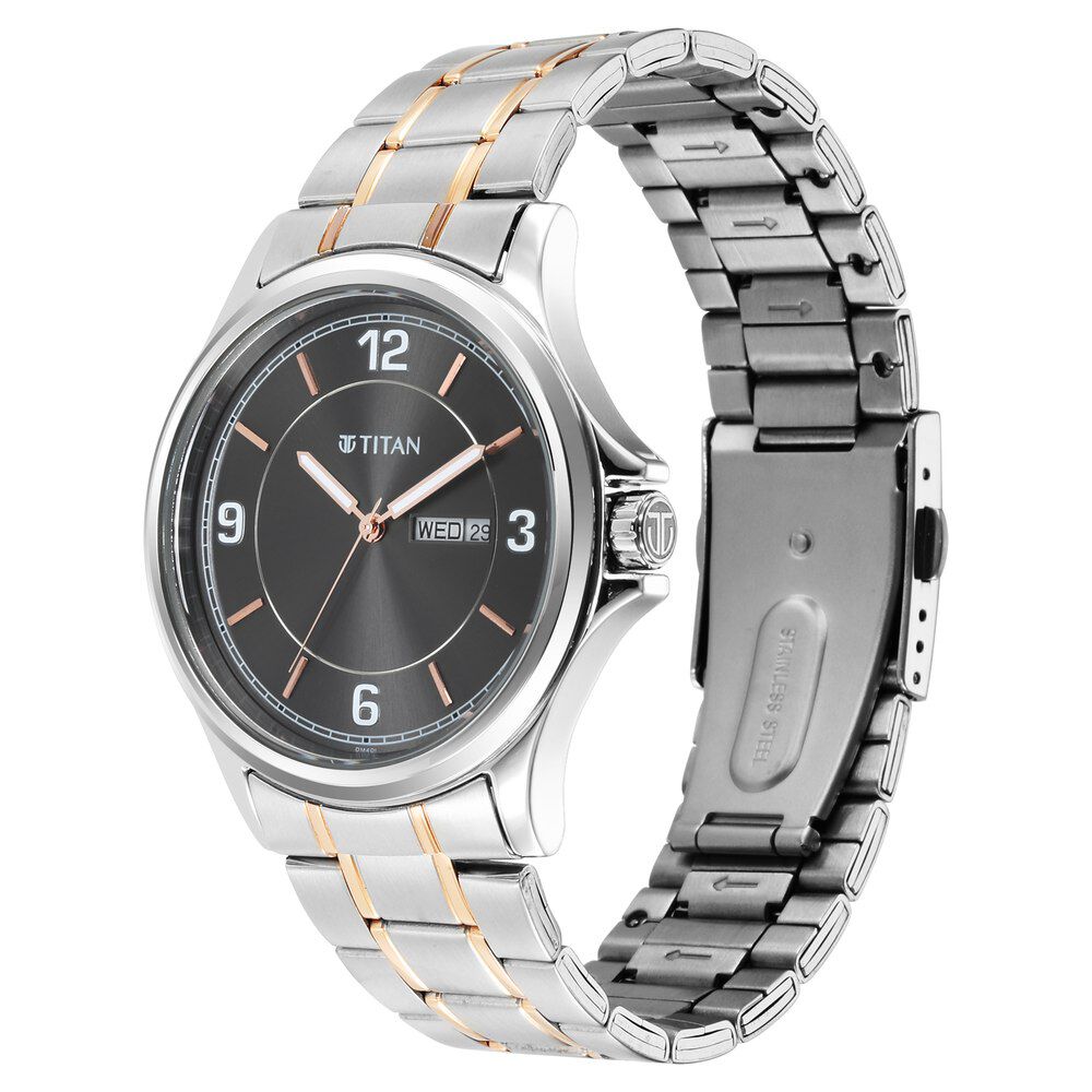 Titan Trendsetters Anthracite Dial Analog Stainless Steel Strap watch for Men-1870KM02