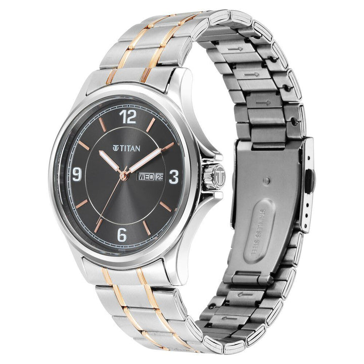 Titan Trendsetters Anthracite Dial Analog Stainless Steel Strap watch for Men-1870KM02