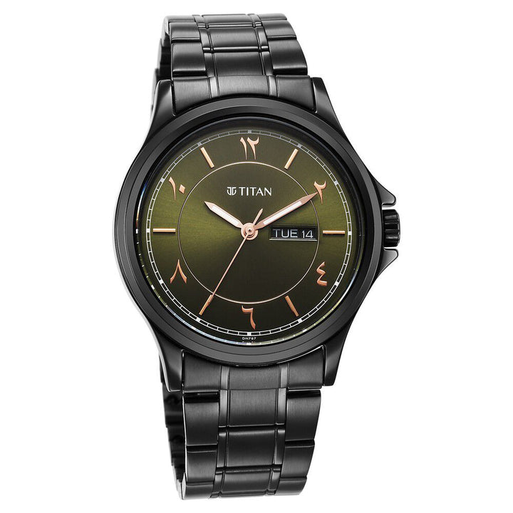Titan Marhaba Green Dial Analog Stainless Steel Strap Watch for Men-1870NM01