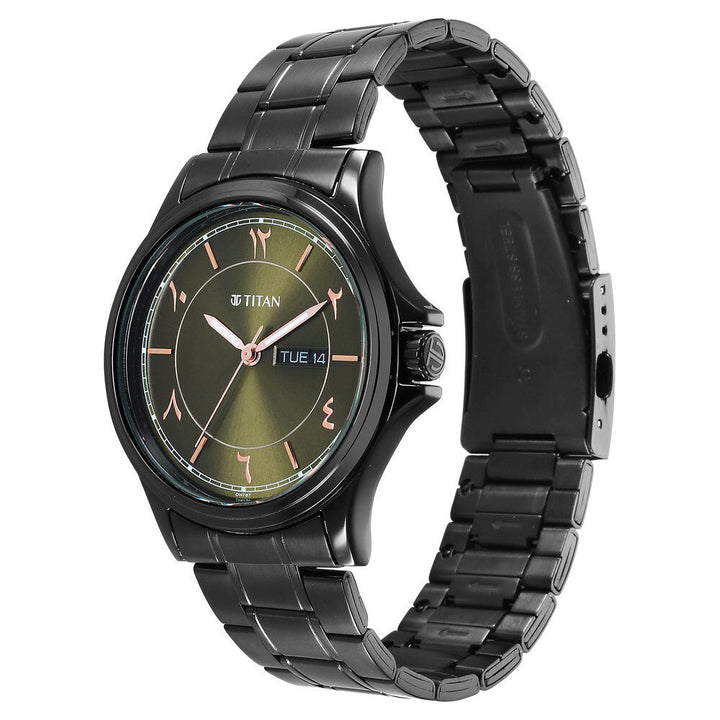 Titan Marhaba Green Dial Analog Stainless Steel Strap Watch for Men-1870NM01