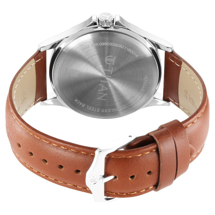 Titan Trendsetters Blue Dial Analog Leather Strap watch for Men-1870SL02