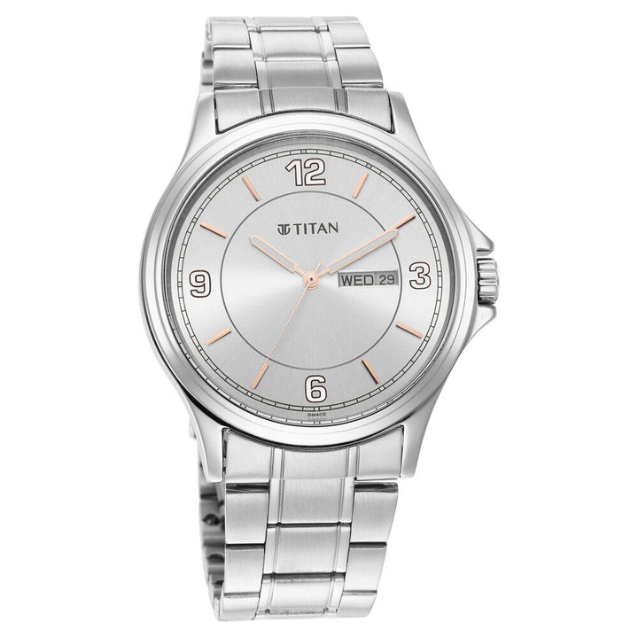 Titan Trendsetters Light Champ Dial Analog Stainless Steel Strap watch for Men-1870SM01