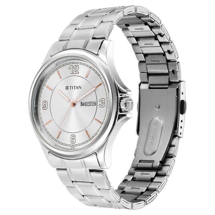 Titan Trendsetters Light Champ Dial Analog Stainless Steel Strap watch for Men-1870SM01