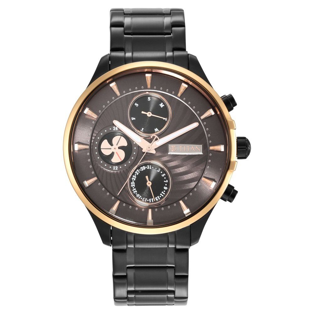 Titan Maritime Anthracite Dial Quartz Multifunction Stainless Steel Strap watch for Men - The Watch Factory ®