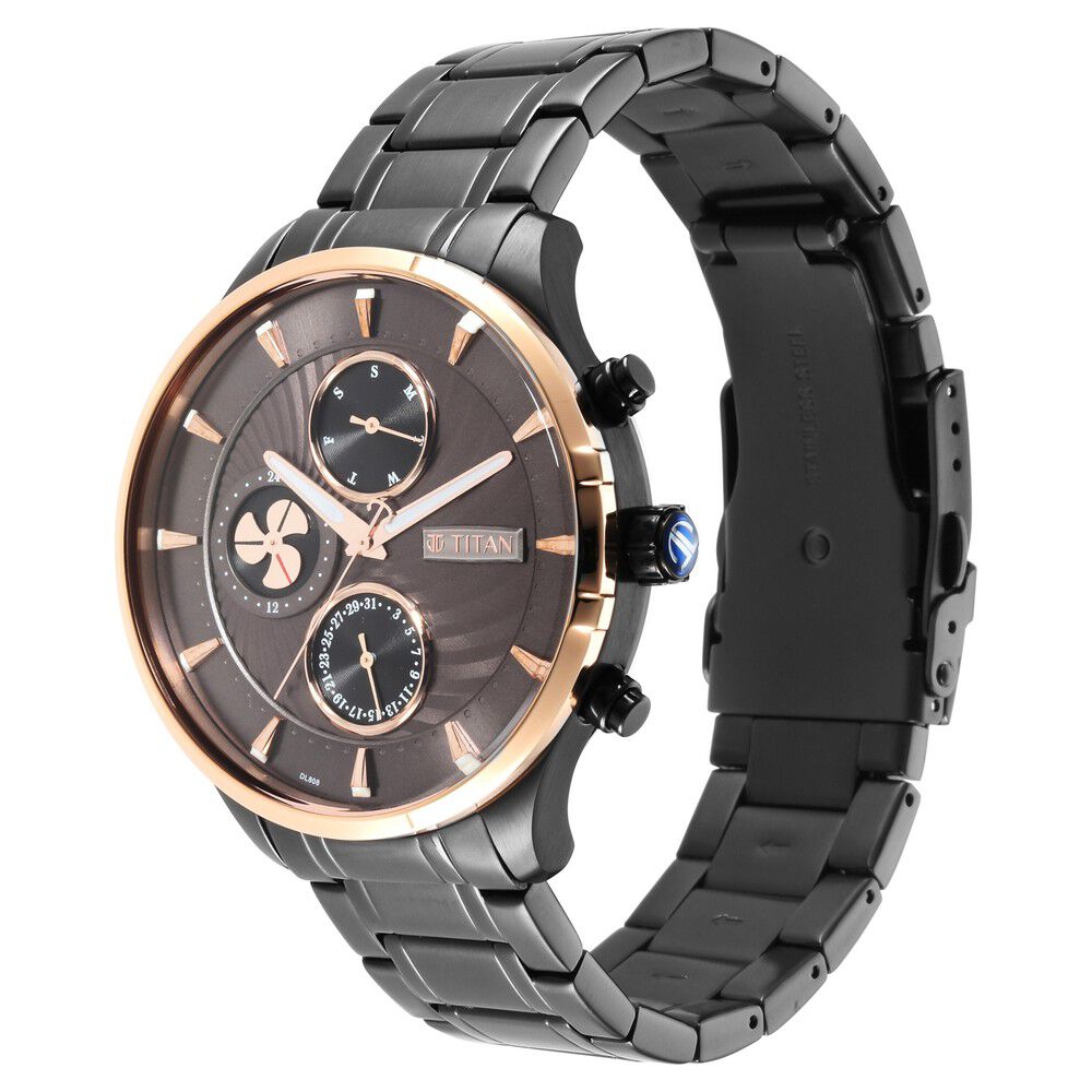 Titan Maritime Anthracite Dial Quartz Multifunction Stainless Steel Strap watch for Men - The Watch Factory ®