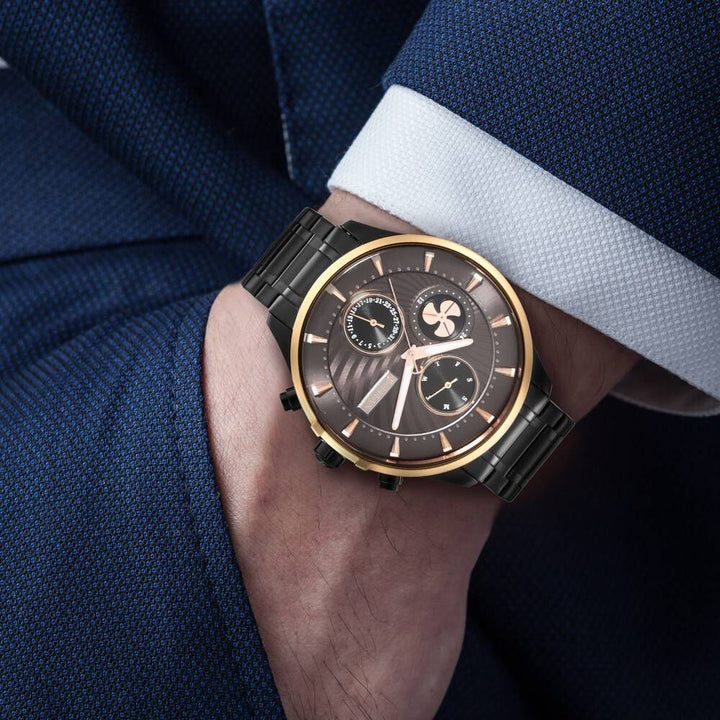 Titan Maritime Anthracite Dial Quartz Multifunction Stainless Steel Strap watch for Men NS1873KM01