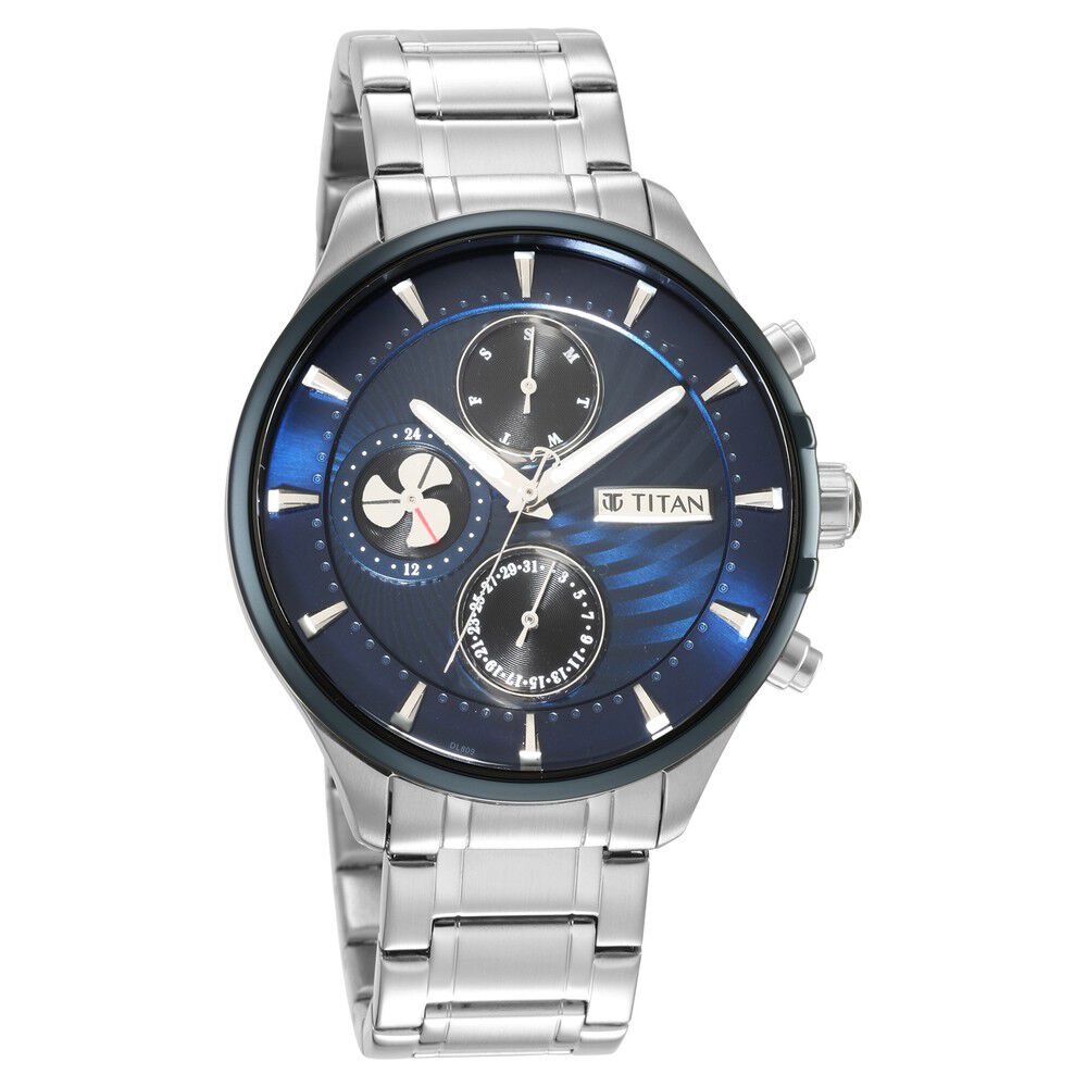 Titan Maritime Blue Dial Quartz Multifunction Stainless Steel Strap watch for Men - The Watch Factory ®