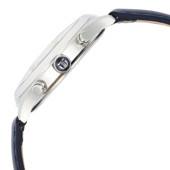 Titan Sapphire Quartz Multifunction Silver Dial Leather Strap Watch for Men - The Watch Factory ®