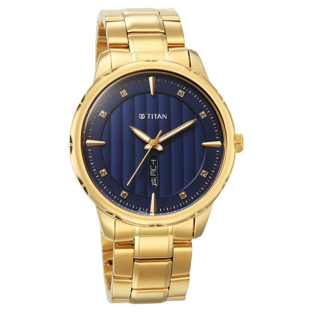 Titan Regalia Opulent Blue Dial Analog with Day and Date Metal Strap watch for Men - The Watch Factory ®