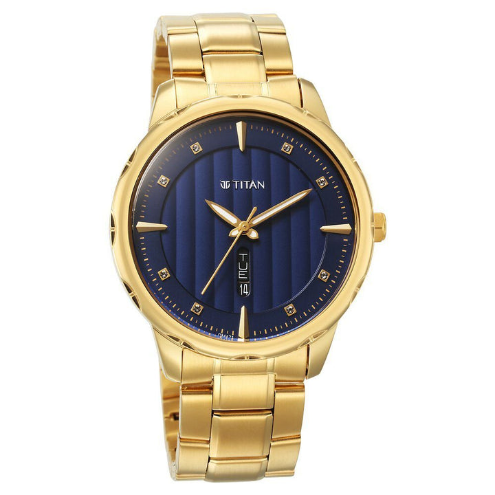Titan Regalia Opulent Blue Dial Analog with Day and Date Metal Strap watch for Men - The Watch Factory ®