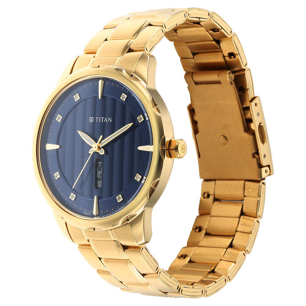Titan Regalia Opulent Blue Dial Analog with Day and Date Metal Strap watch for Men - The Watch Factory ®