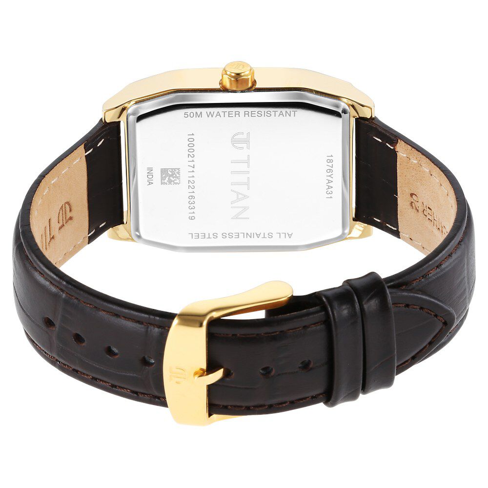 Titan Regalia Opulent White Dial Analog with Day and Date Leather Strap Watch for Men - The Watch Factory ®