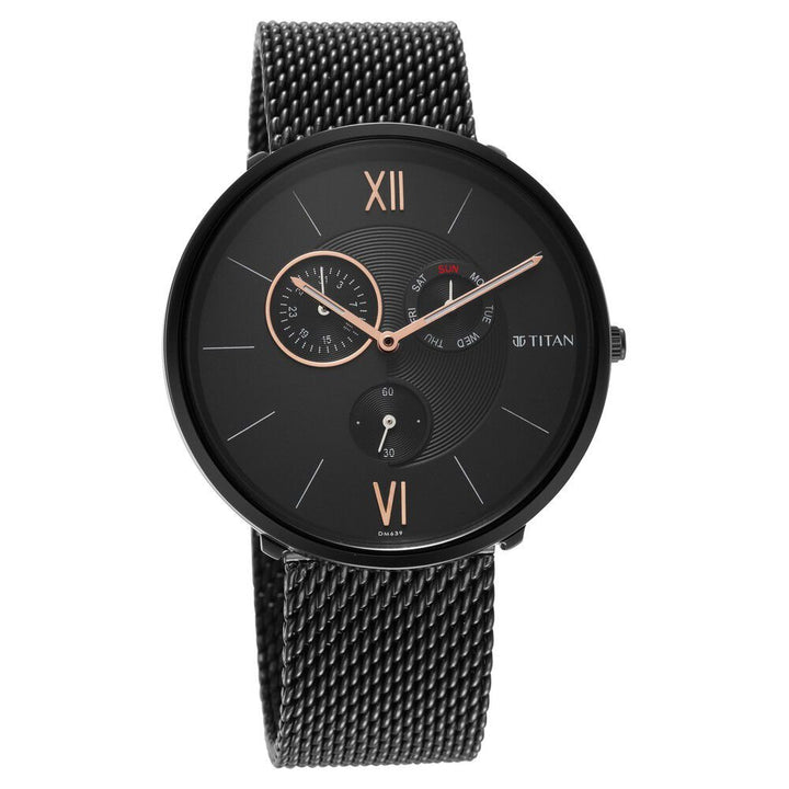 Titan Men's Slimline Multifunction Watch with Elegant Weave Strap - The Watch Factory ®