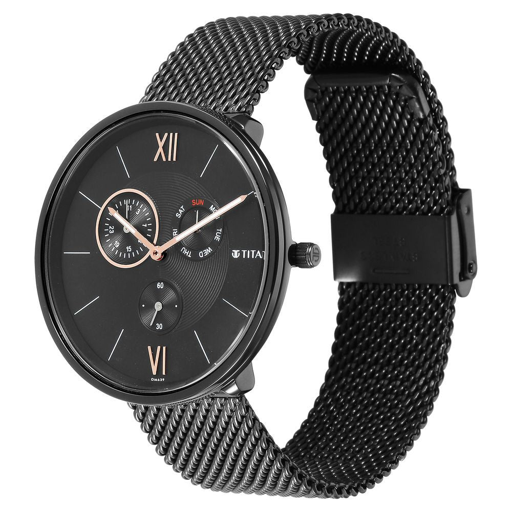 Titan Men's Slimline Multifunction Watch with Elegant Weave Strap - The Watch Factory ®