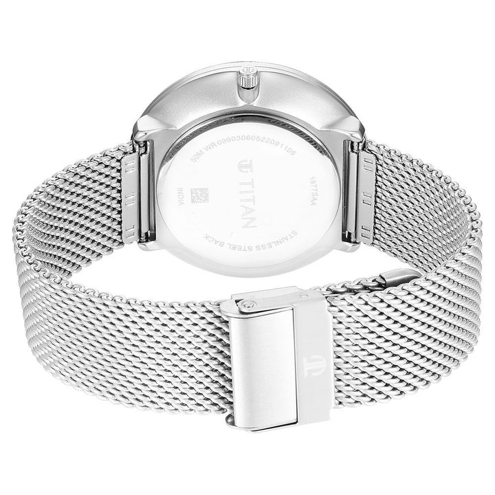 Titan Slim Quartz Multifunction Black Dial Stainless Steel Strap watch for Men NR1877SM01