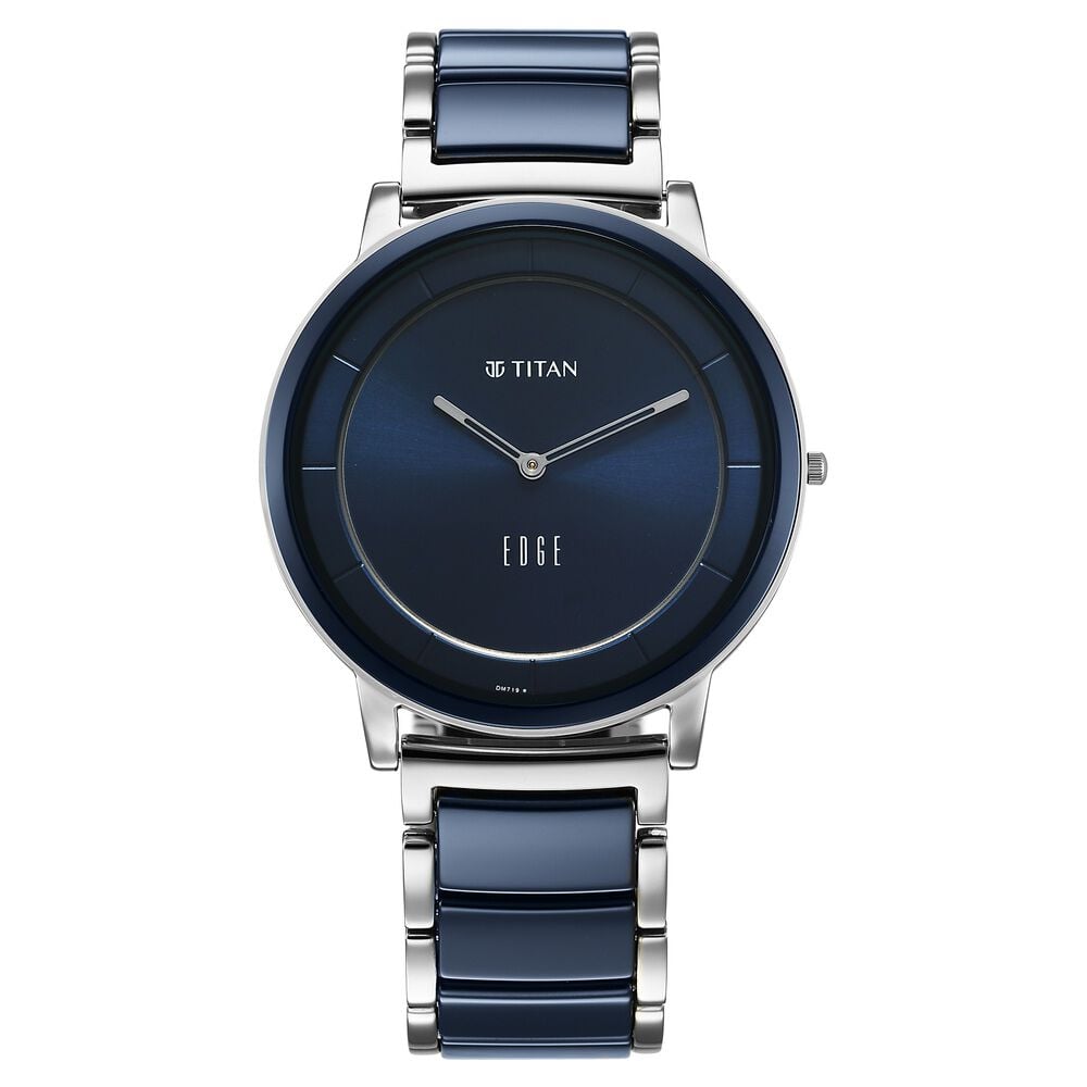 Titan Edge Fusion Quartz Analog Blue Dial Blue Steel & Ceramic Strap Watch for Men - The Watch Factory ®