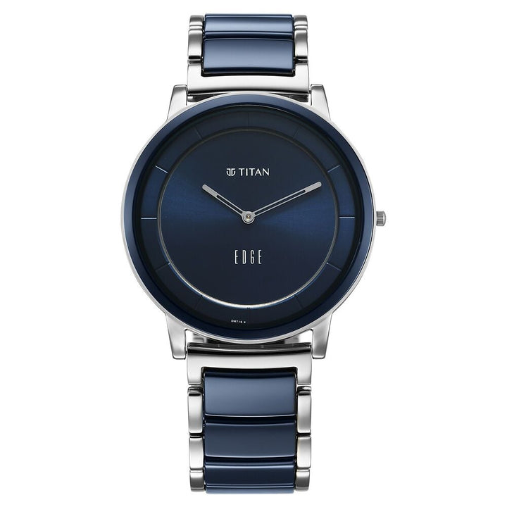 Titan Edge Fusion Quartz Analog Blue Dial Blue Steel & Ceramic Strap Watch for Men - The Watch Factory ®