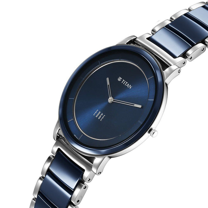 Titan Edge Fusion Quartz Analog Blue Dial Blue Steel & Ceramic Strap Watch for Men - The Watch Factory ®