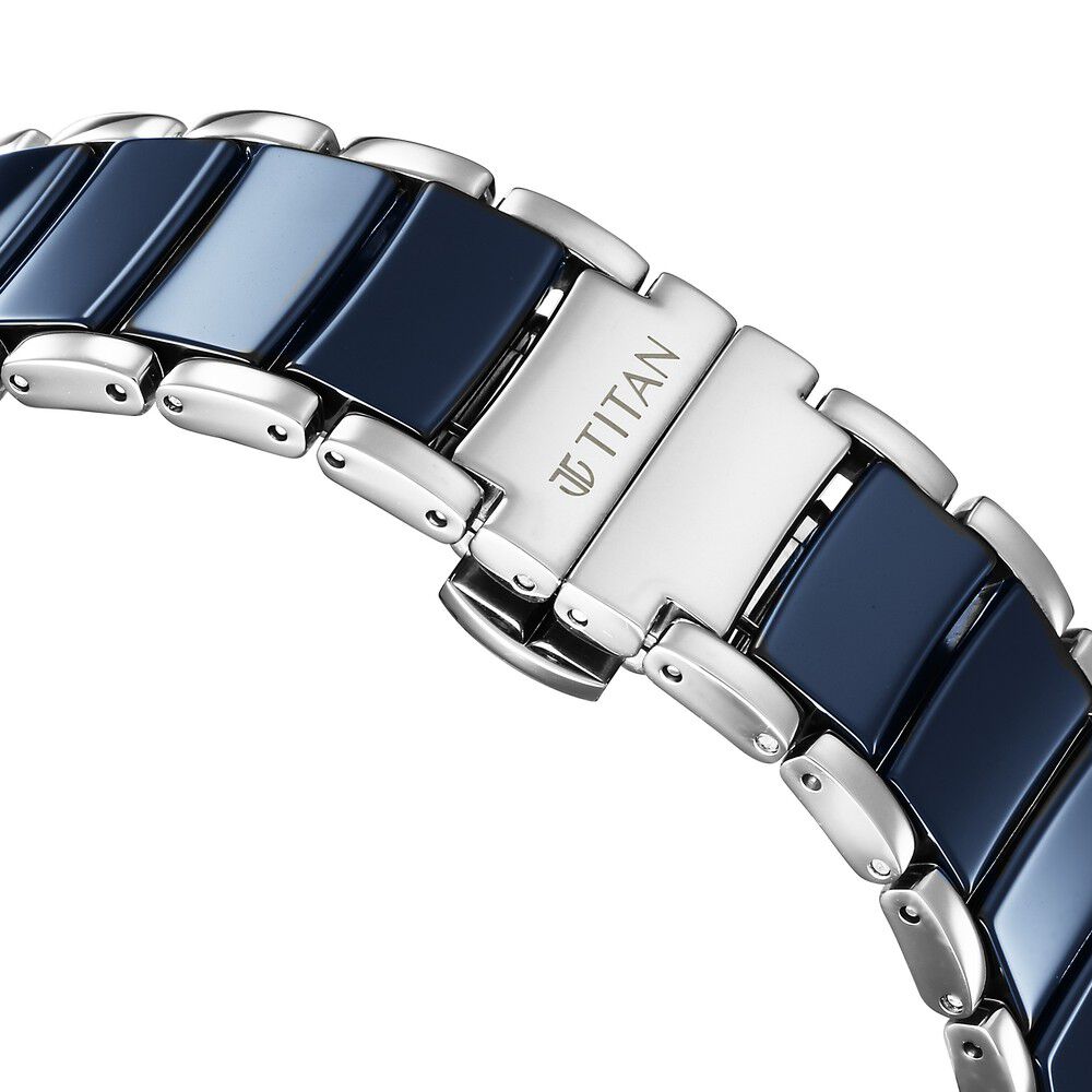 Titan Edge Fusion Quartz Analog Blue Dial Blue Steel & Ceramic Strap Watch for Men - The Watch Factory ®