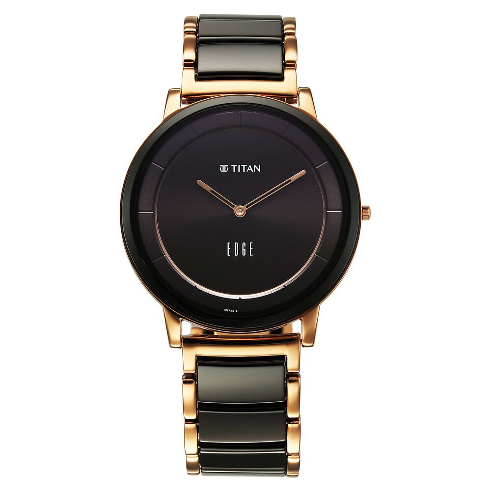 Titan Edge Fusion Quartz Analog Black Dial Black Steel & Ceramic Strap Watch for Men - The Watch Factory ®