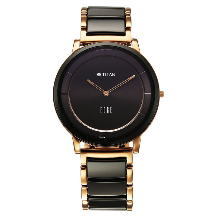 Titan Edge Fusion Quartz Analog Black Dial Black Steel & Ceramic Strap Watch for Men - The Watch Factory ®