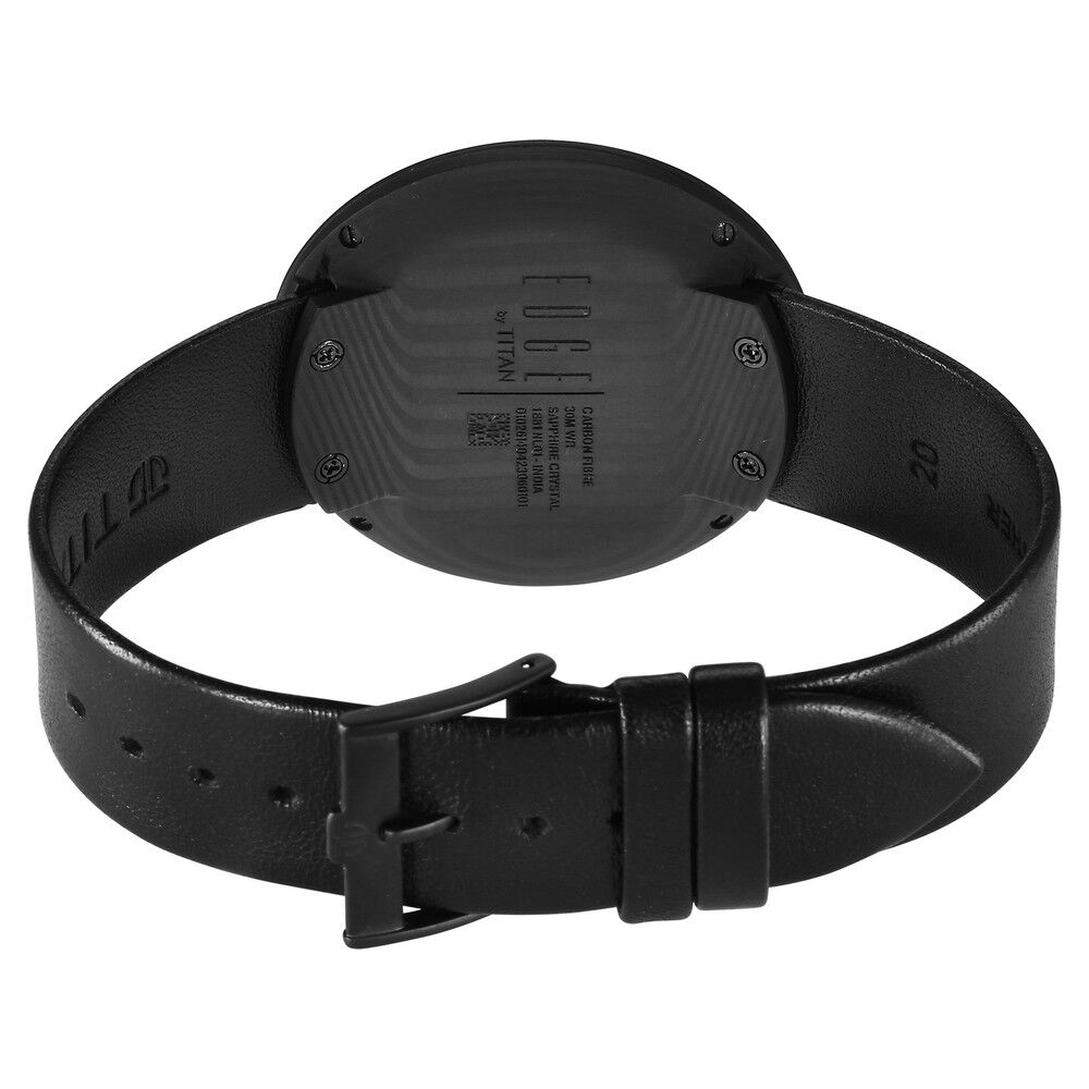 Titan Edge Carbon Fibre Quartz Analog Black Dial Leather Strap Unisex Watch 1881NL01