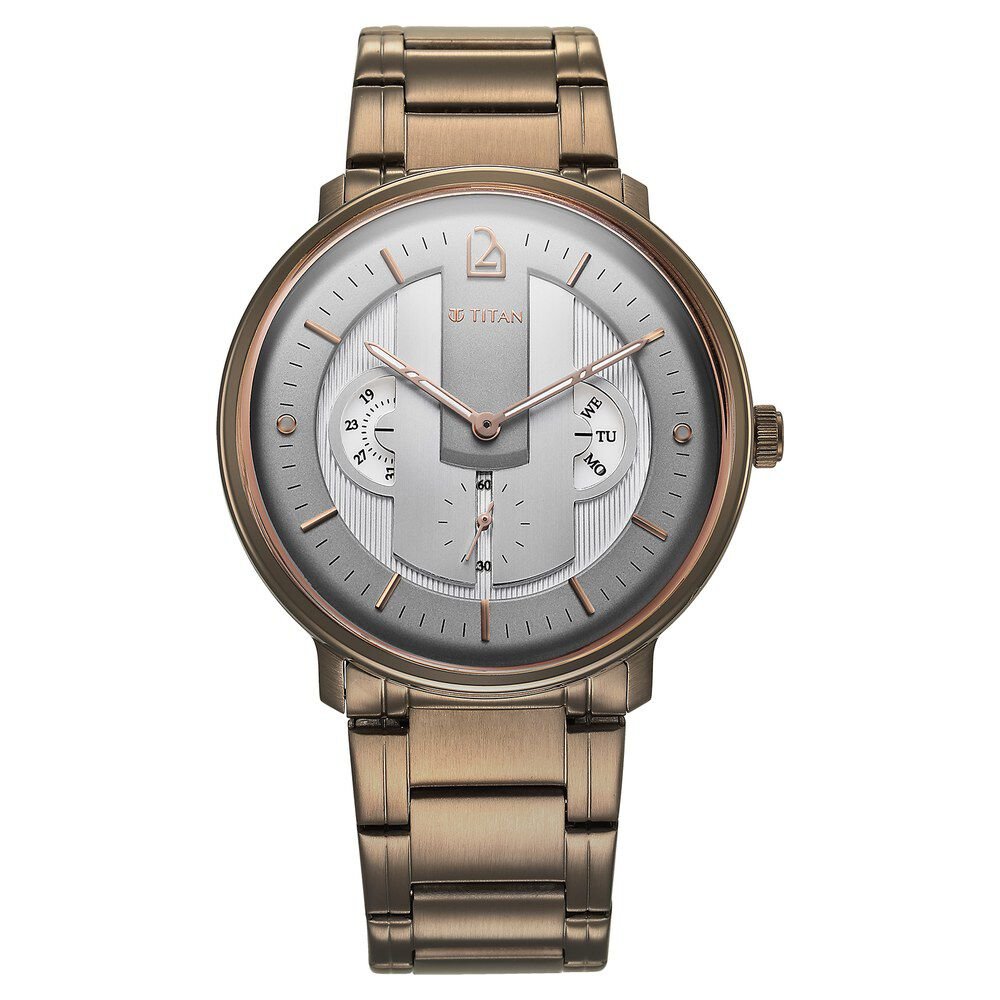 Titan Quartet Grey Dial Quartz Multifunction Stainless Steel Strap watch for Men - The Watch Factory ®
