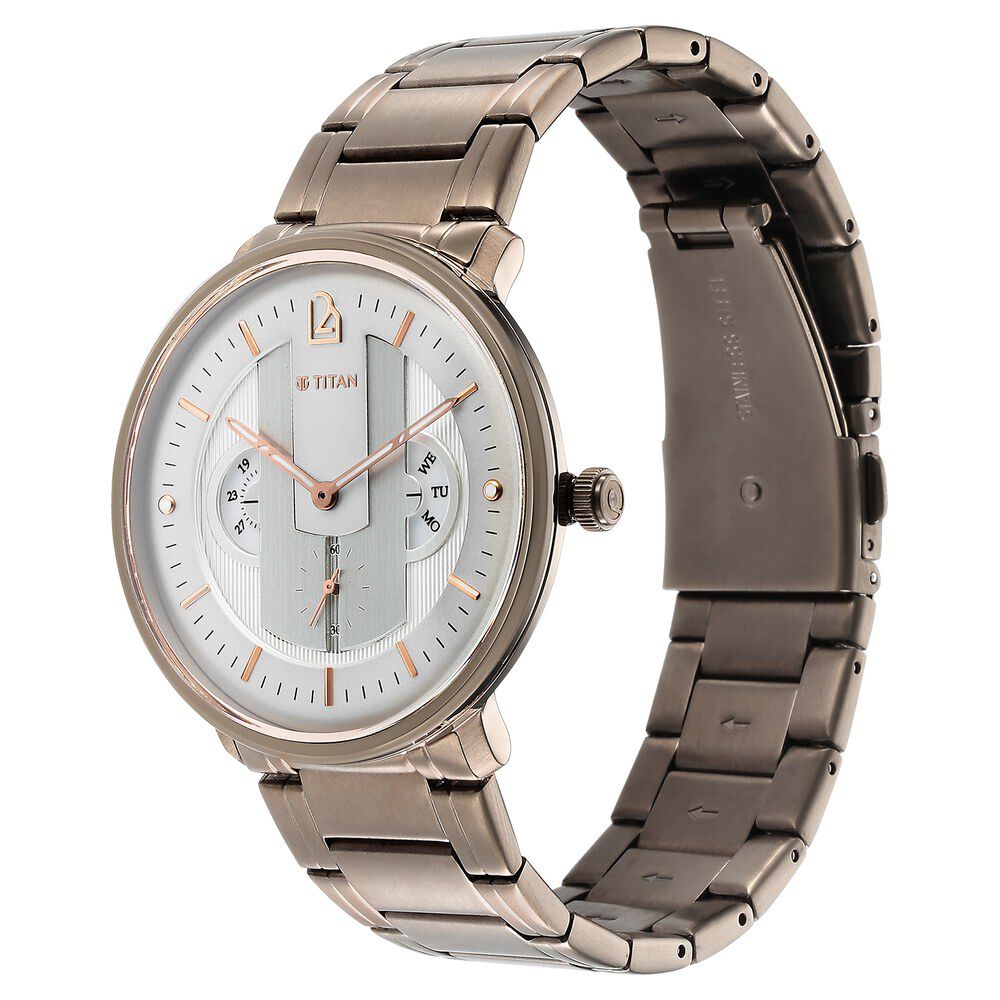 Titan Quartet Grey Dial Quartz Multifunction Stainless Steel Strap watch for Men - The Watch Factory ®