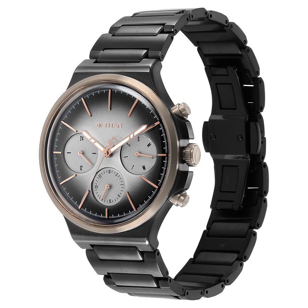 Titan Quartet Grey Dial Analog with Day and Date Stainless Steel Strap watch for Men NS1883KM01