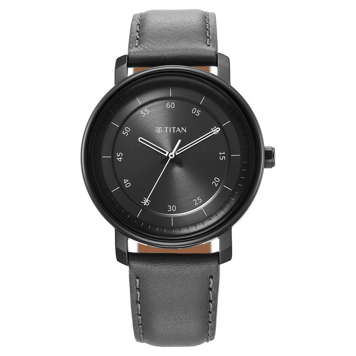 Titan Workwear Quartz Analog Anthracite Dial Leather Strap Watch for Men - The Watch Factory ®