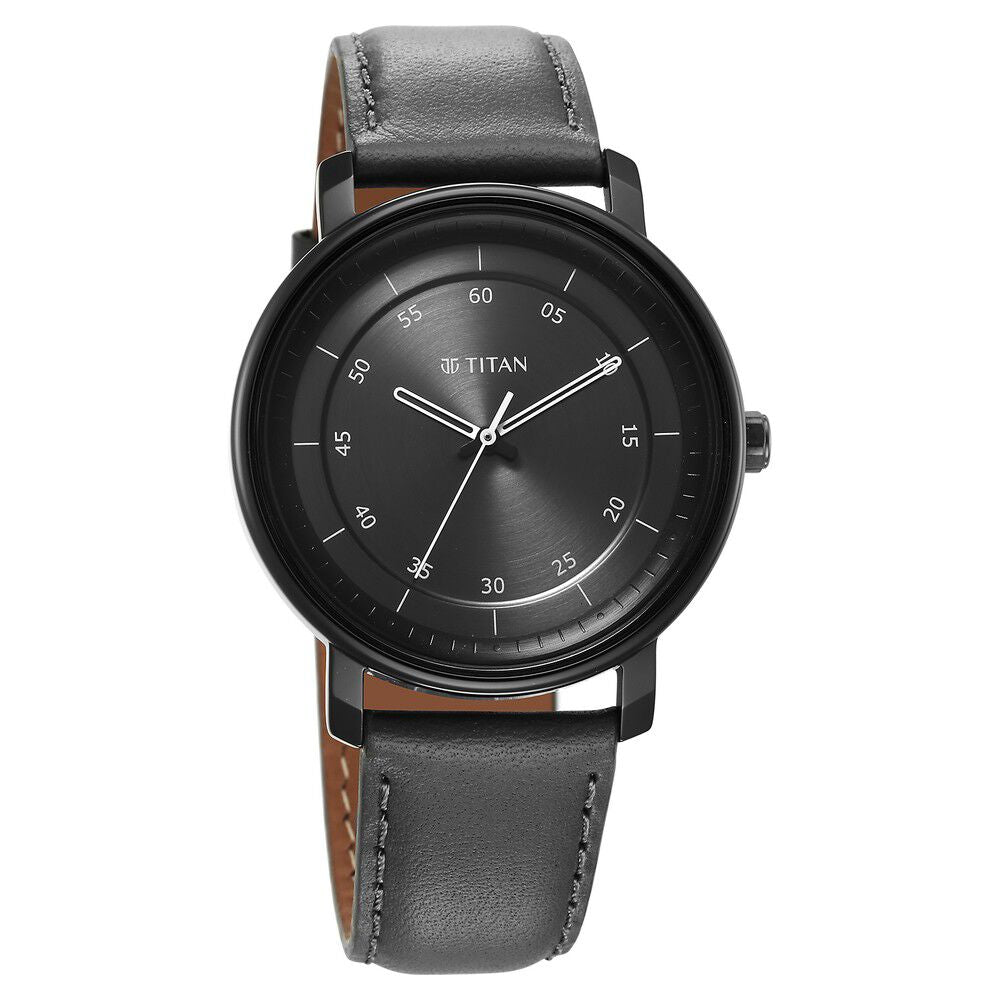 Titan Workwear Quartz Analog Anthracite Dial Leather Strap Watch for Men - The Watch Factory ®