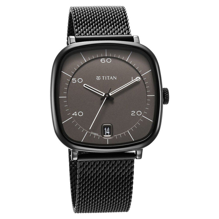 Titan Neo Curve Quartz Analog with Date Anthracite Dial Black Stainless Steel Strap Watch for Men - The Watch Factory ®