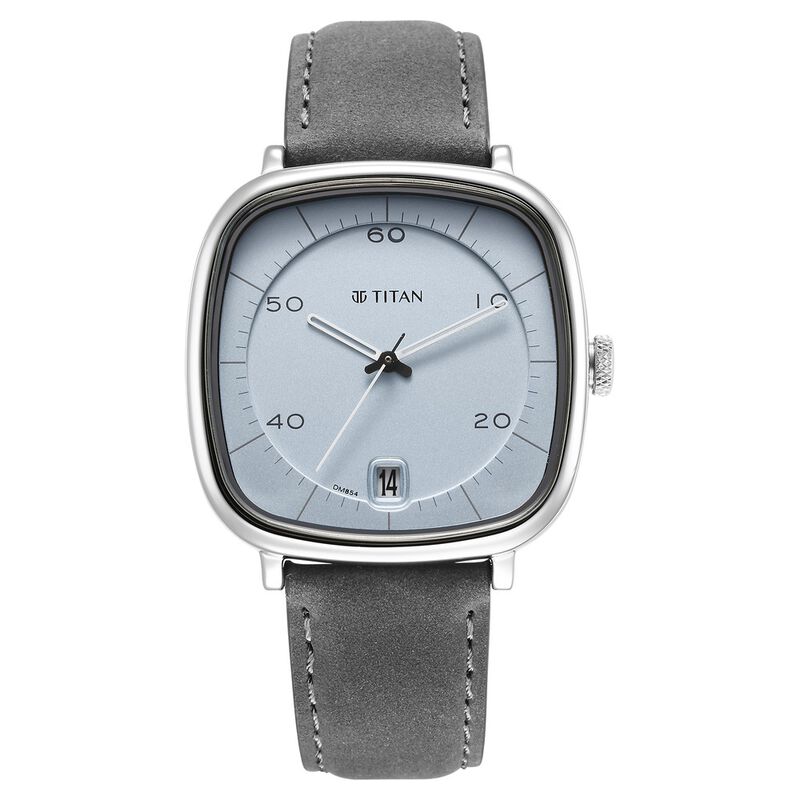 Titan Quartz Analog With Date Anthracite Dial Leather Strap Watch For Men