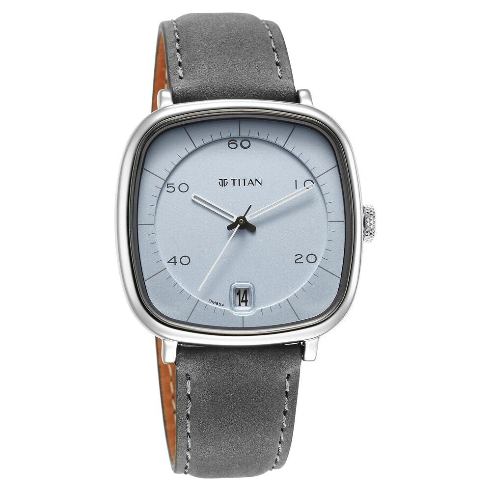 Titan Quartz Analog with Date Anthracite Dial Leather Strap Watch for Men - The Watch Factory ®